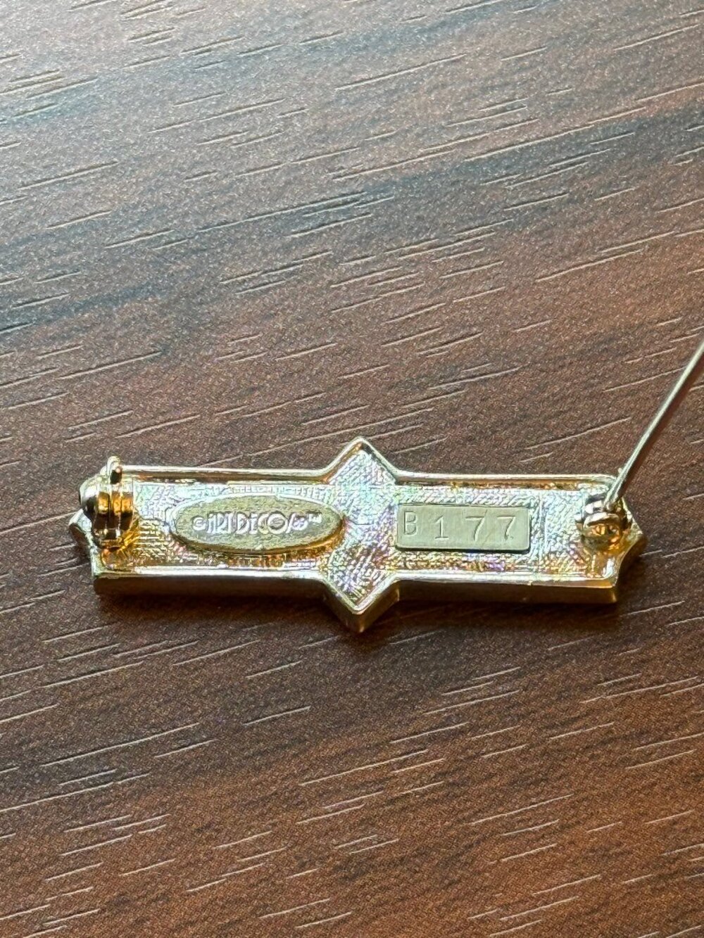 Very Rare Art Deco 89 Brand Black Rhinestone Bar Brooch Pin - Picture 2 of 3